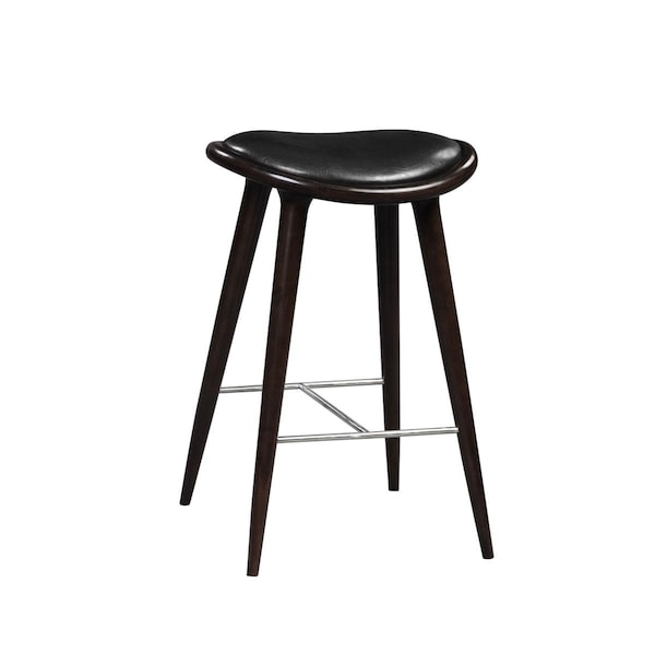 Boraam 29 in. Lucio Oval Stool with Black Upholstered Seat, Cappuccino - 57129