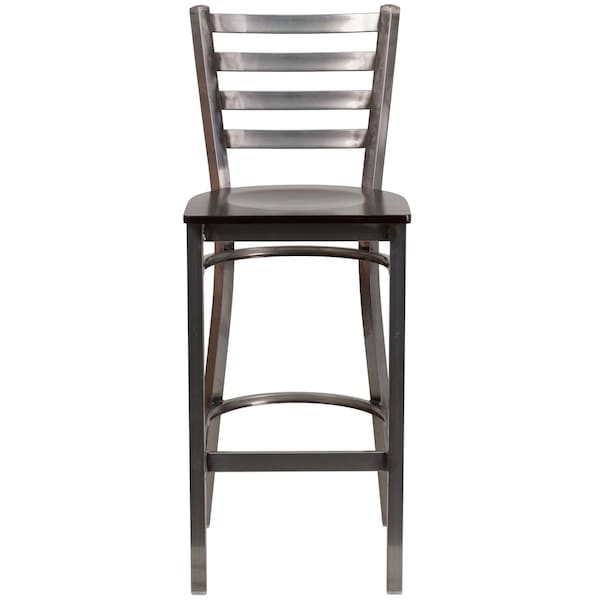 Flash Furniture Barstool, Ladder Back, Clr w/Walnut Seat - XU-DG697BLAD-CLR-BAR-WALW-GG