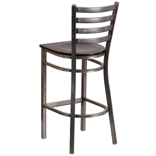 Flash Furniture Barstool, Ladder Back, Clr w/Walnut Seat - XU-DG697BLAD-CLR-BAR-WALW-GG