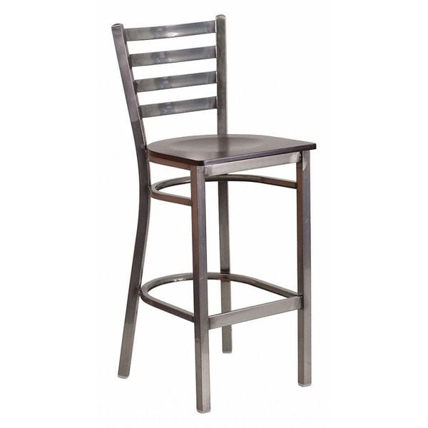 Flash Furniture Barstool, Ladder Back, Clr w/Walnut Seat - XU-DG697BLAD-CLR-BAR-WALW-GG