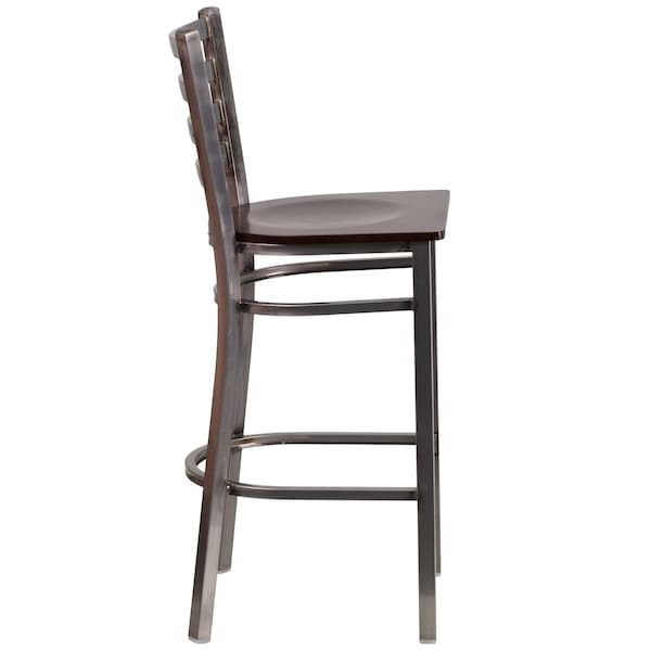 Flash Furniture Barstool, Ladder Back, Clr w/Walnut Seat - XU-DG697BLAD-CLR-BAR-WALW-GG