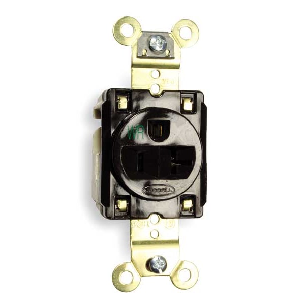 Hubbell Receptacle, 20 A Amps, 125V AC, Flush Mount, Single Outlet, 5-20R, Brown - HBL5361WR