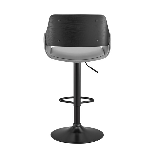 Armen Living Colby Adjustable Gray Faux Leather and Black Finish Bar Stool - LCCYBABLGR