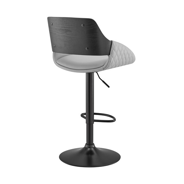 Armen Living Colby Adjustable Gray Faux Leather and Black Finish Bar Stool - LCCYBABLGR