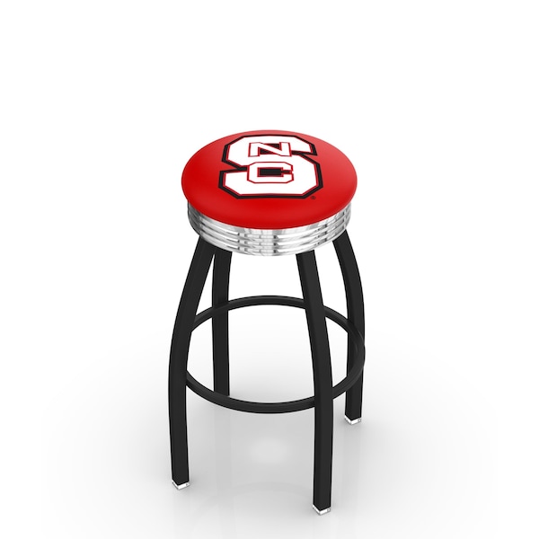 Holland Bar Stool Co 30" Blk Wrinkle North Carolina State Swivel Bar Stool, Chrome Ring - L8B3C30NCARST