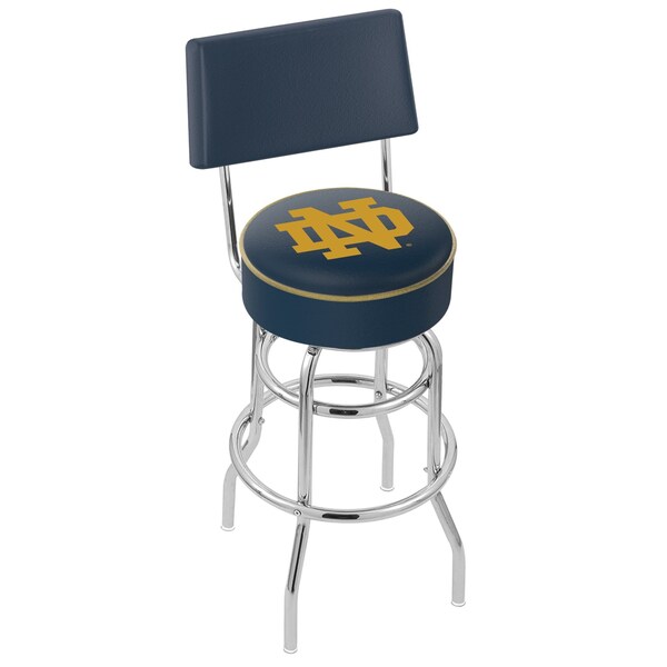 Holland Bar Stool Co 25" Chrome 2-Ring Notre Dame (ND) Swivel Bar Stool, Back - L7C425ND-ND
