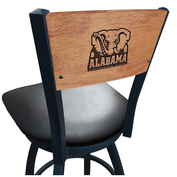 Holland Bar Stool Co 30" Blk Wrinkle Alabama Swivel Bar Stool, Laser Engraved Back - L03830BWMEDMPLAAL-ELEBLKVINYL