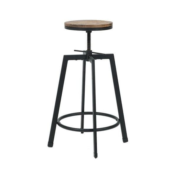Max Max MSW-100-SWIVEL-STOOL Vintage Industrial Stackable Swivel Backless Barstool with Wood Seat - Set of 2 - MSW-100-SWIVELSTOOL-WEB2