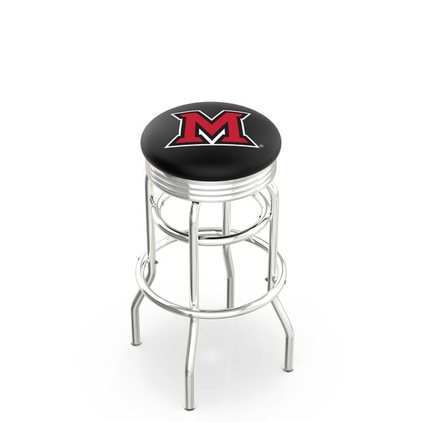 Holland Bar Stool Co 25" Chrome 2-Ring Miami (OH) Swivel Bar Stool, Accent Ring - L7C3C25MIA-OH