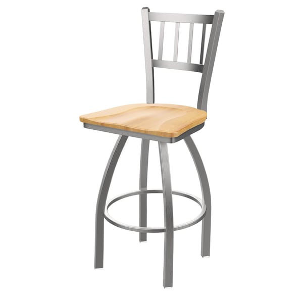 Holland Bar Stool Co 810 Contessa Stainless Steel 36in Swivel Bar Stool with Natural Maple Seat - 81036SSNATMPL