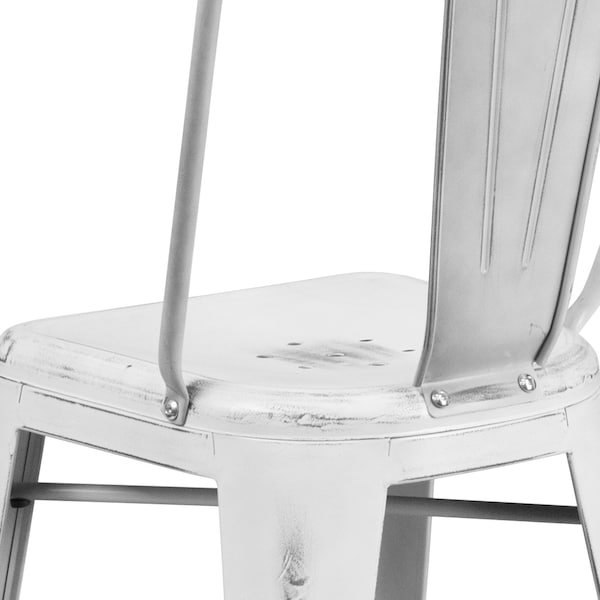 Flash Furniture Distressed White Metal Stool, PK4 - 4-ET-3534-24-WH-GG