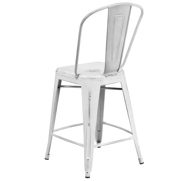 Flash Furniture Distressed White Metal Stool, PK4 - 4-ET-3534-24-WH-GG