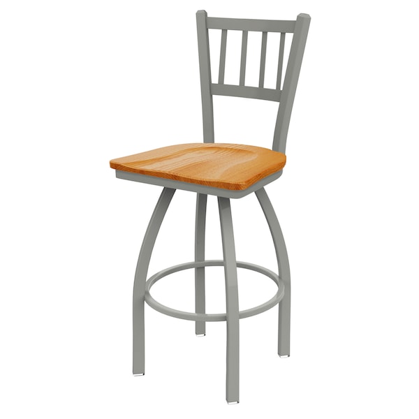 Holland Bar Stool Co 30" Swivel Bar Stool, Nickel Finish, Med Oak Seat - 81030ANMEDOAK