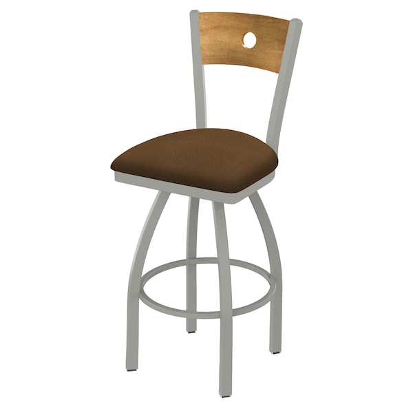 Holland Bar Stool Co 30" Swivel Counter Stool, Nickel Finish, Med Back, Rein Thatch Seat - 83030ANMEDMPLB026