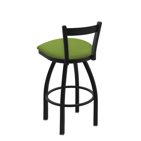 Holland Bar Stool Co 30" Low Back Swivel Bar Stool, Black Wrinkle, Canter Kiwi Green Seat - 82130BW009
