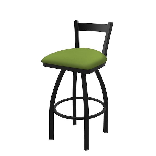 Holland Bar Stool Co 30" Low Back Swivel Bar Stool, Black Wrinkle, Canter Kiwi Green Seat - 82130BW009