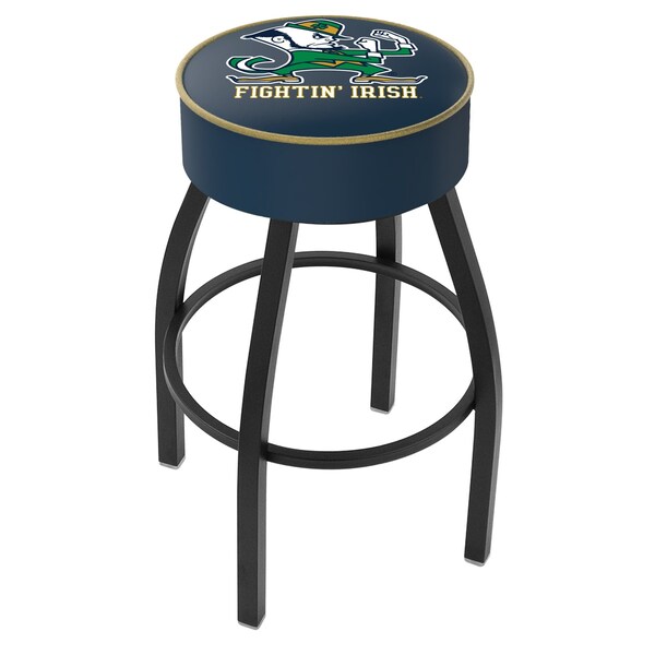Holland Bar Stool Co 30" Notre Dame Leprechaun Cushion Seat, Blk Wrnkl Base Swivel Bar Stool - L8B130ND-LEP