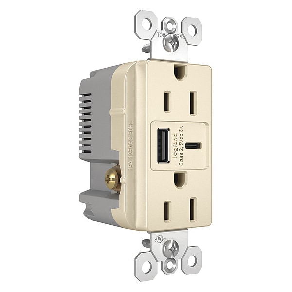 Legrand USB Charger Receptacle, 15A, Type A and C - R26USBACLA