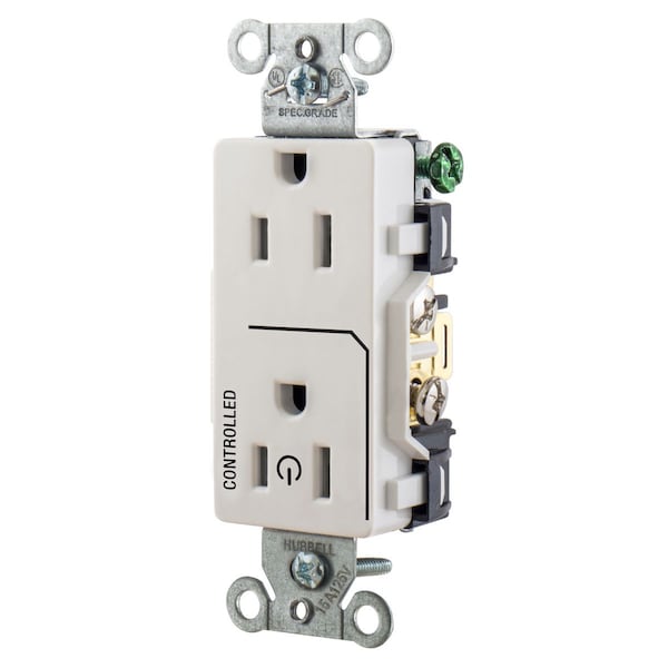Hubbell Wiring Device-Kellems Commercial Specification Grade Duplex Receptacles for Controlled Applicatoins - DR15C1WHI