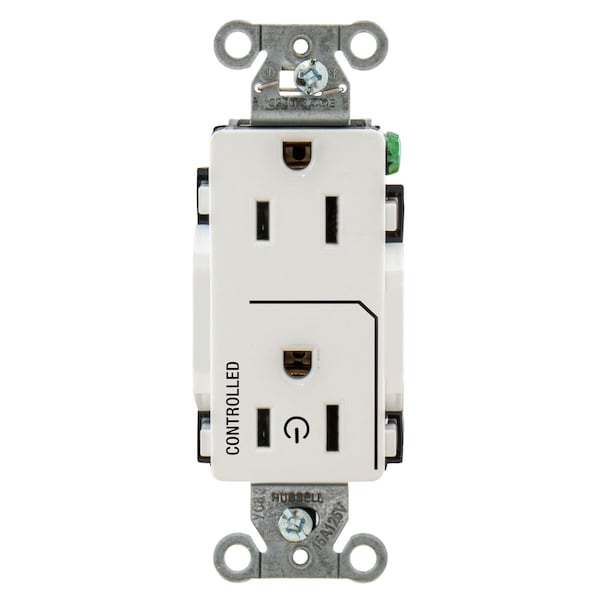 Hubbell Wiring Device-Kellems Commercial Specification Grade Duplex Receptacles for Controlled Applicatoins - DR15C1WHI