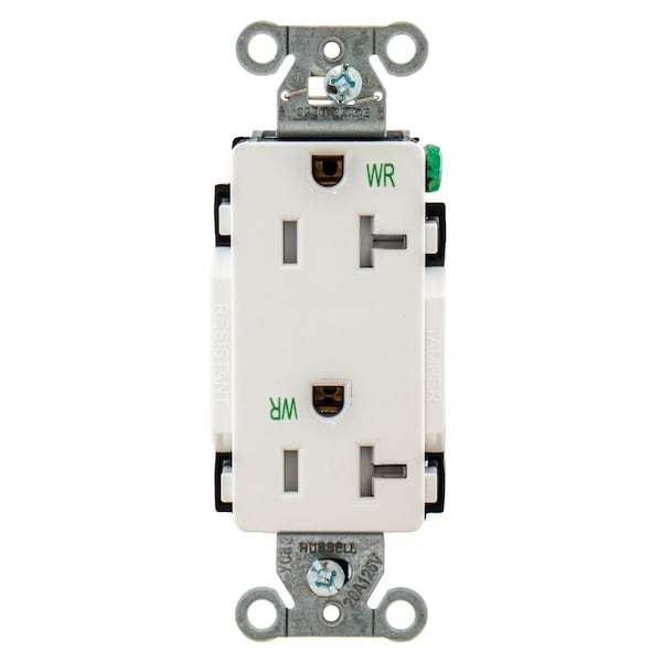 Hubbell Wiring Device-Kellems Commercial Specification Grade Style Line Decorator Duplex Receptacles - DR20WHIWRTR