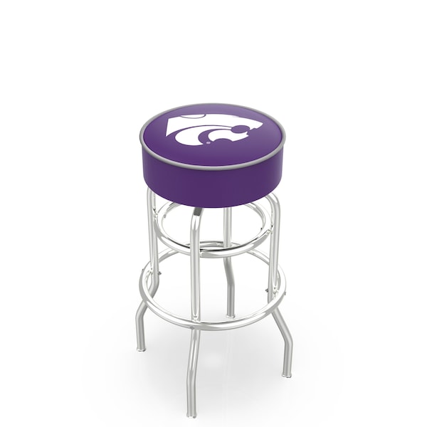 Holland Bar Stool Co 25" Kansas State Cushion Seat, 2-Ring Chrome Swivel Bar Stool - L7C125KNSASS