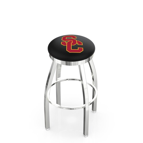 Holland Bar Stool Co 25" Chrome USC Trojans Swivel Bar Stool, Accent Ring - L8C2C25SOUCAL