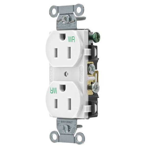 Zoro Select 15A Duplex Receptacle 125VAC 5-15R WH - CBRS15WWR