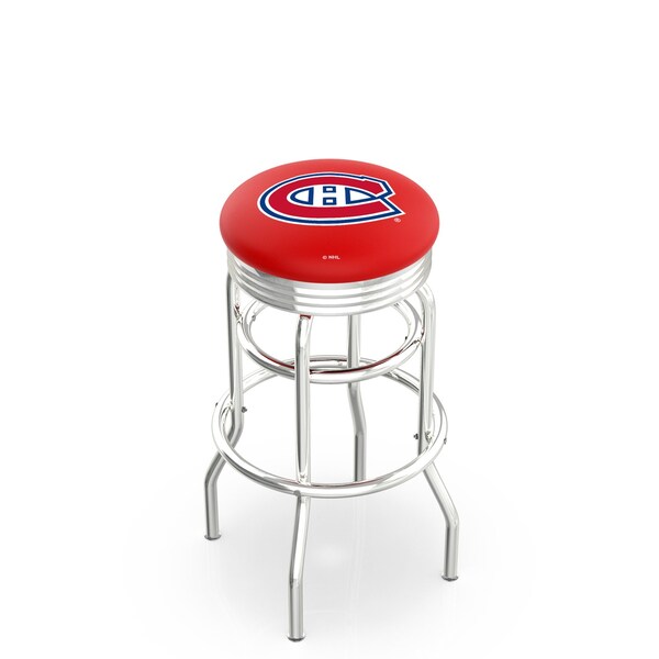 Holland Bar Stool Co 30" Chrome 2-Ring Montreal Canadiens Swivel Bar Stool, Accent Ring - L7C3C30MONCAN