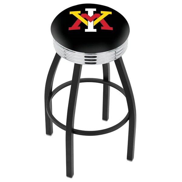 Holland Bar Stool Co 25" Blk Wrnkl Virginia Military Institute Swivel Bar Stool, Chrome Ring - L8B3C25VAMILI