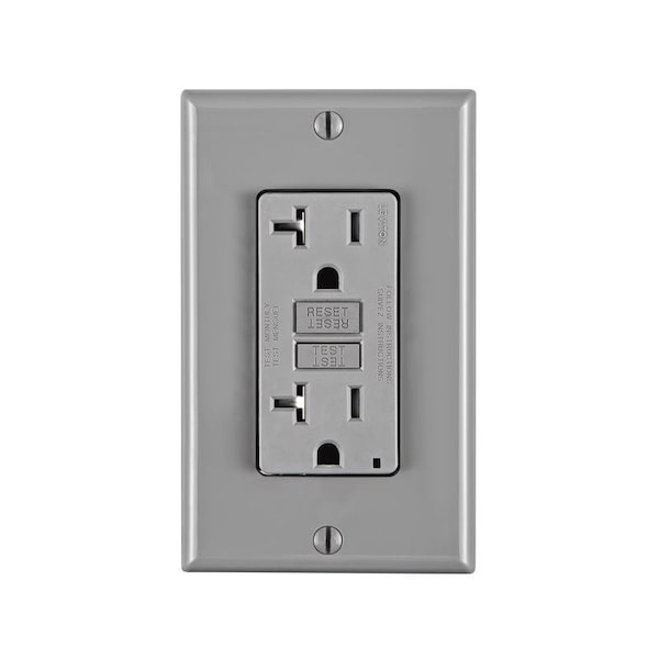 Leviton 20 amps 125 V Standard/Duplex Gray GFCI Outlet 5-20R 1 pk - GFTR2-0GY