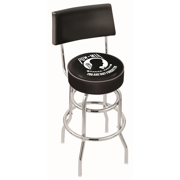 Holland Bar Stool Co 30" Chrome 2-Ring POW/MIA Swivel Bar Stool, Back - L7C430POWMIA