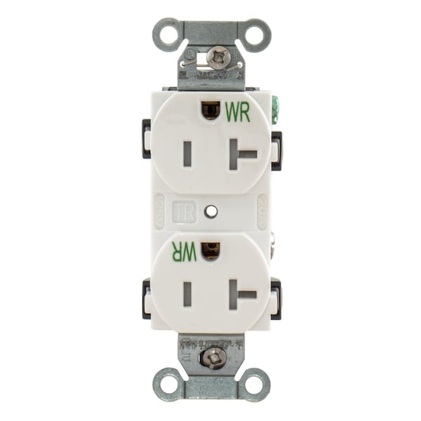 Hubbell 20A Duplex Receptacle 125VAC 5-20R WH - BR20WHIWRTR