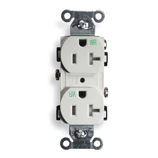 Hubbell 20A Duplex Receptacle 125VAC 5-20R WH - BR20WHIWRTR
