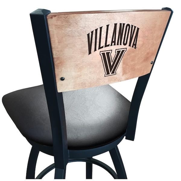 Holland Bar Stool Co 30" Blk Wrinkle Villanova Swivel Bar Stool, Laser Engraved Back - L03830BWMEDMPLAVILNVABLKVINYL