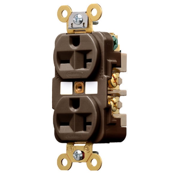 Hubbell 20A Duplex Receptacle 250VAC 6-20R BN - HBL5462
