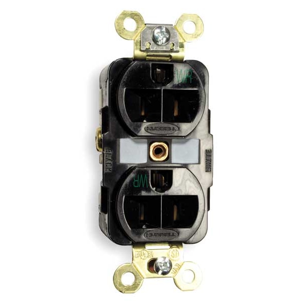 Hubbell 15A Duplex Receptacle 125VAC 5-15R BK - HBL5262BKWR
