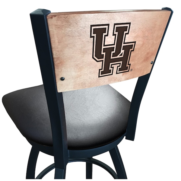 Holland Bar Stool Co 25" Blk Wrinkle Houston Swivel Bar Stool, Laser Engraved Back - L03825BWMEDMPLAHOUSTONBLKVINYL