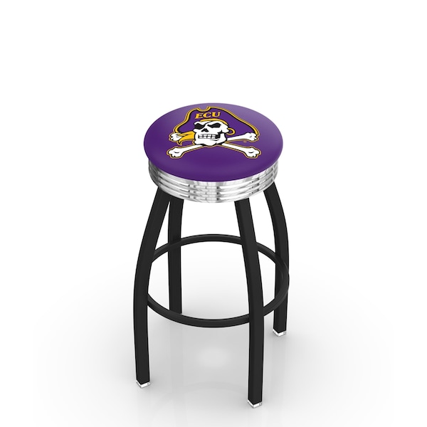 Holland Bar Stool Co 25" Blk Wrinkle East Carolina Swivel Bar Stool, Chrome Ring - L8B3C25ECAROL