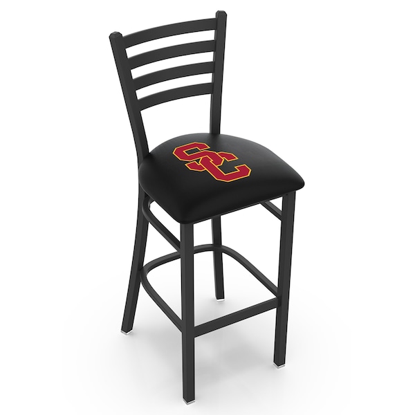 Holland Bar Stool Co 30" Blk Wrinkle USC Trojans Stationary Bar Stool, Ladder Back - L00430SOUCAL