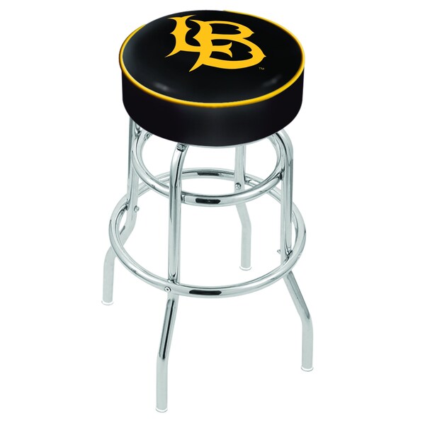 Holland Bar Stool Co 25" Long Beach State Univ Cushion Seat, 2-Ring Chrome Swivel Bar Stool - L7C125LBSTUN