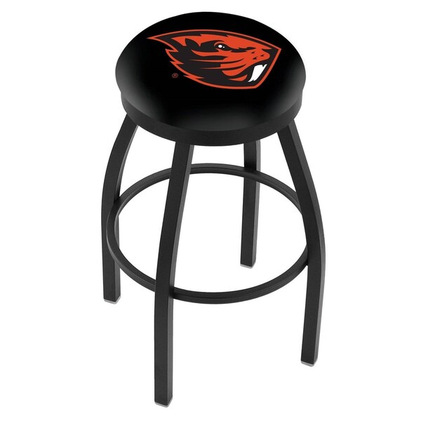 Holland Bar Stool Co 25" Blk Wrinkle Oregon State Swivel Bar Stool, Accent Ring - L8B2B25OREGST