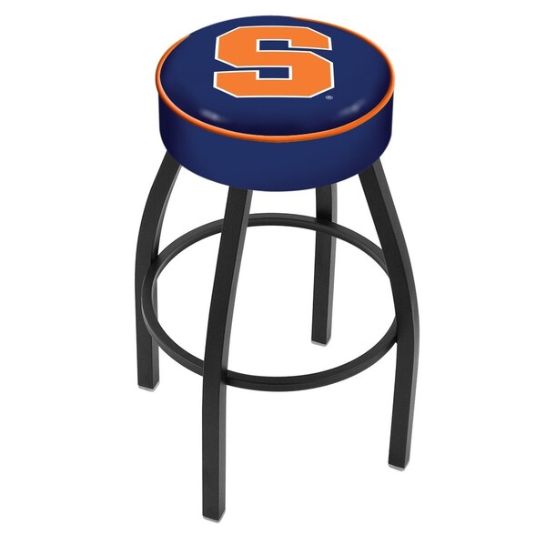 Holland Bar Stool Co 25" 4" Syracuse Cushion Seat, Blk Wrinkle Base Swivel Bar Stool - L8B125SYRCSE