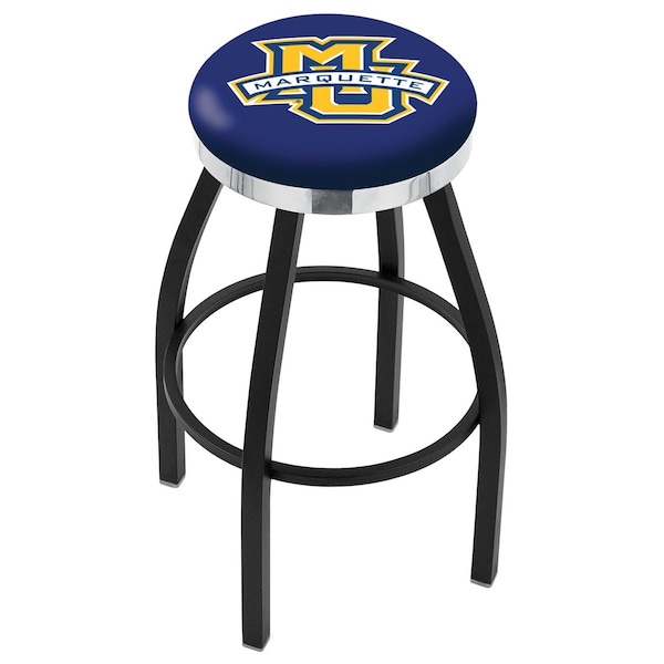 Holland Bar Stool Co 30" Blk Wrinkle Marquette Swivel Bar Stool, Chrome Ring - L8B2C30MRQTTE