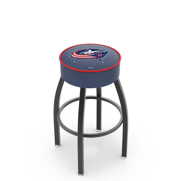 Holland Bar Stool Co 25" Columbus Blue Jackets Cushion Seat, Blk Wrnkl Base Swivel Bar Stool - L8B125COLBLU