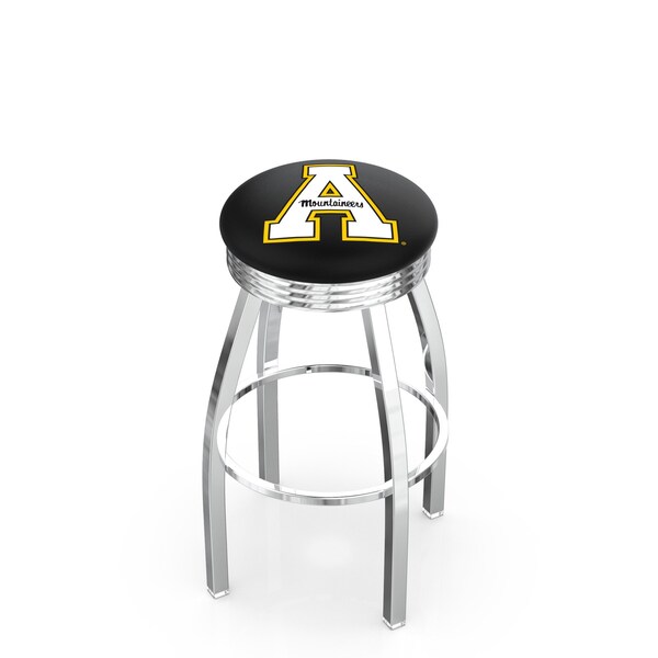 Holland Bar Stool Co 25" Chrome Appalachian State Swivel Bar Stool, Accent Ring - L8C3C25APPSTU