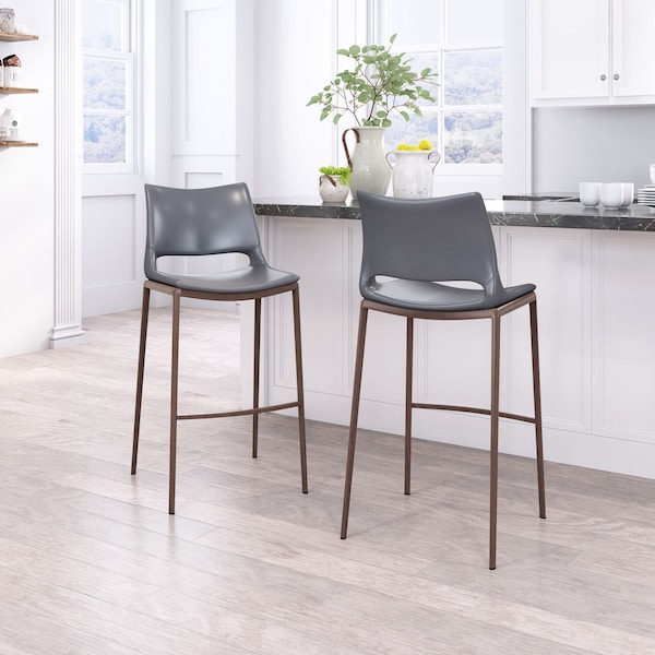 Zuo Modern Ace Barstool Set Of 2 Dark Gray & Walnut - 109389