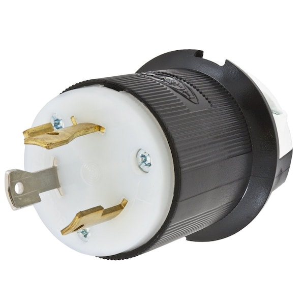 Hubbell Wiring Device-Kellems Locking Devices, Twist-Lock®, Industrial, Male Plug, 30A 277V AC, 2-Pole 3-Wire Grounding, L7-30P, Screw Terminal, Black and White - HBL2631