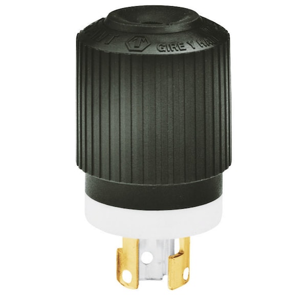 Bryant Locking Device, Male Plug, 15A 125V/10A 250V, 3-Pole 3-Wire Non-Grounding, Non-NEMA, Scrw Term, Blk - 7568NP