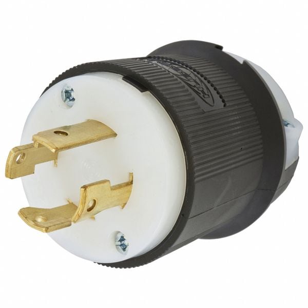 Hubbell HBL2721ST - Twist-Lock® EdgeConnect™ Plug with Spring Termination, 30A, 3P 250V, L15-30P, Black and White Nylon - HBL2721ST
